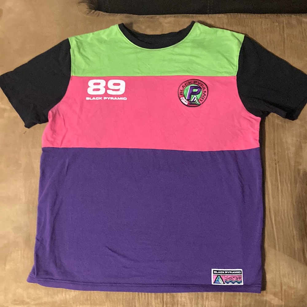 Black Pyramid Athletics Color Block Pullover Sweater Size XL Pink Green Purple
